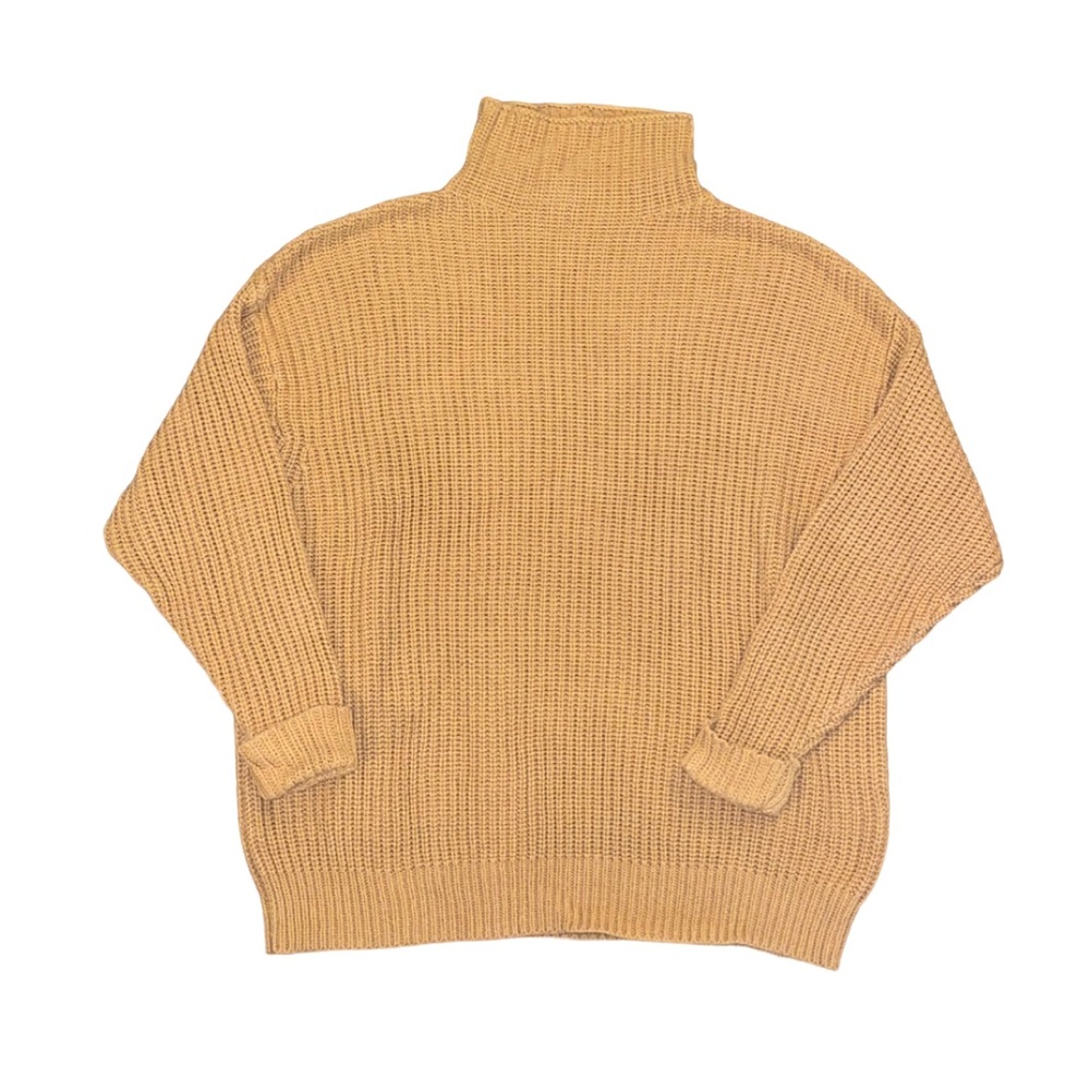 american eagle outfitters brown cable knit oversized drop shoulder turtleneck - Picture 1 of 6